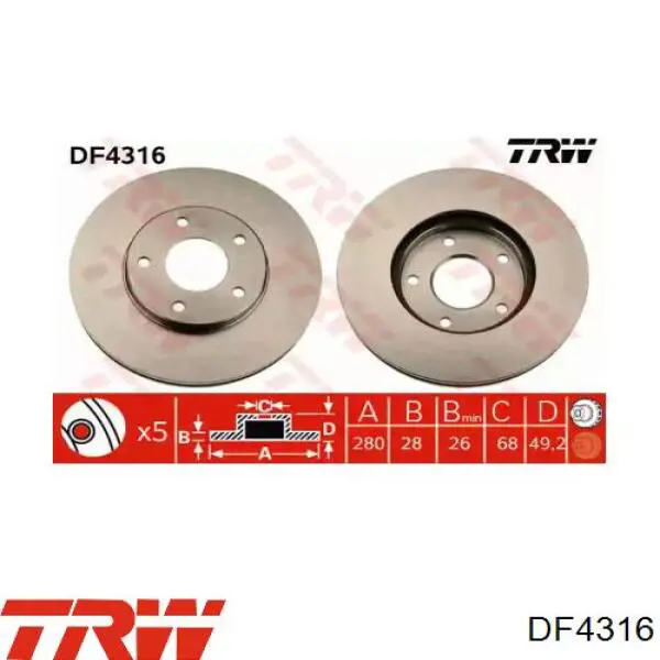 Купить DF4316 TRW Ротор тормозной