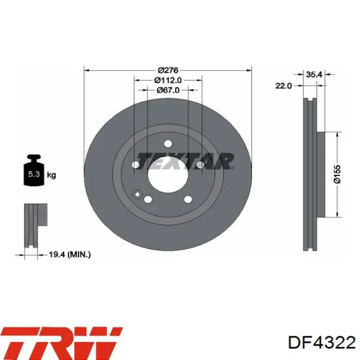 Купить DF4322 TRW Ротор тормозной