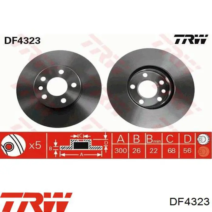 DF4323 TRW диск тормозной передний