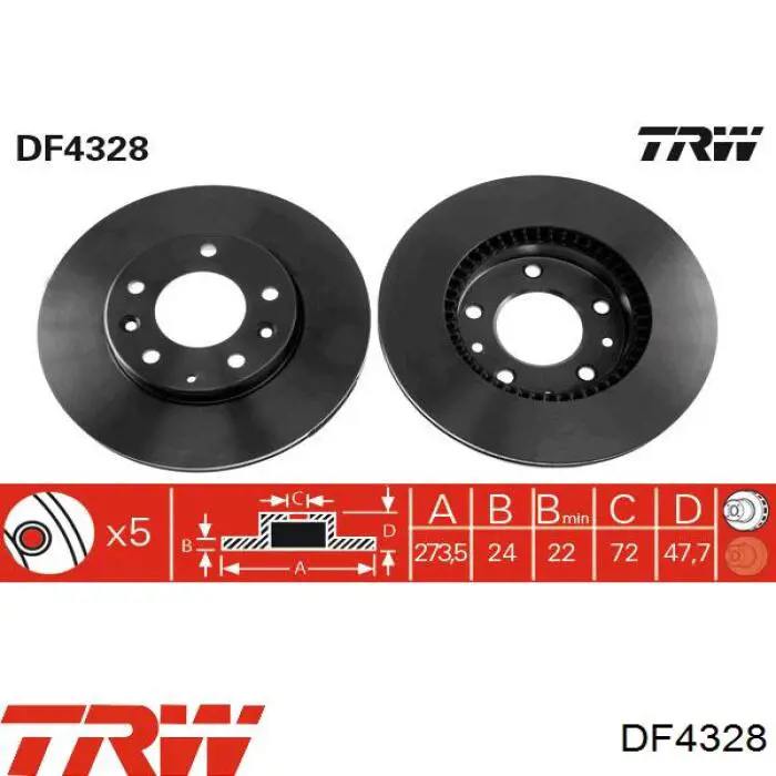 Передние тормозные диски DF4328 TRW