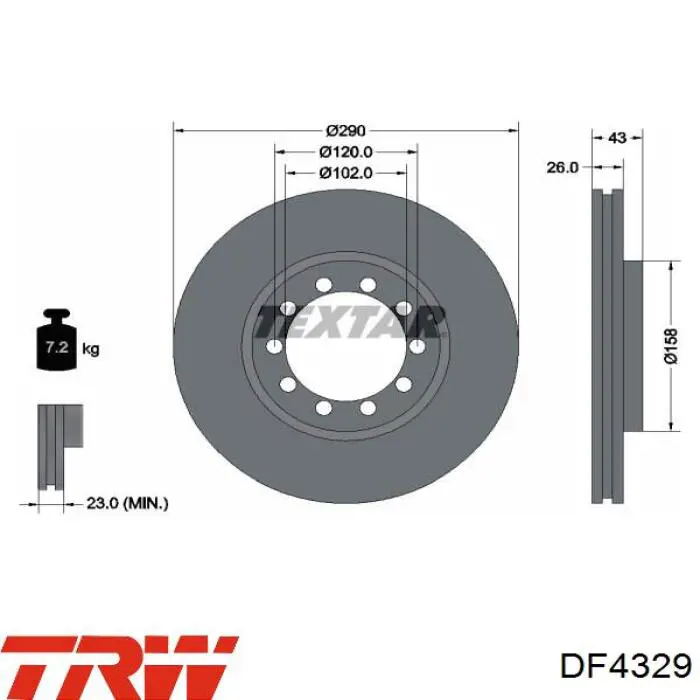 Передние тормозные диски DF4329 TRW