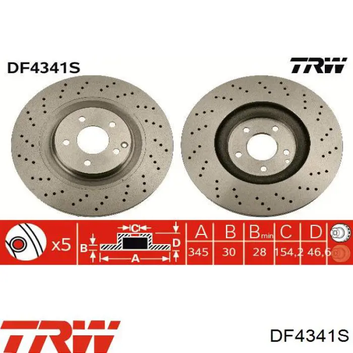 DF4341S TRW диск тормозной передний
