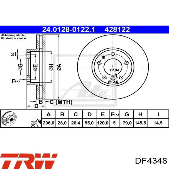 Передние тормозные диски DF4348 TRW