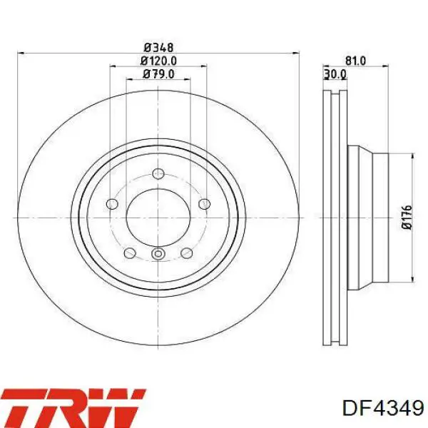 Передние тормозные диски DF4349 TRW