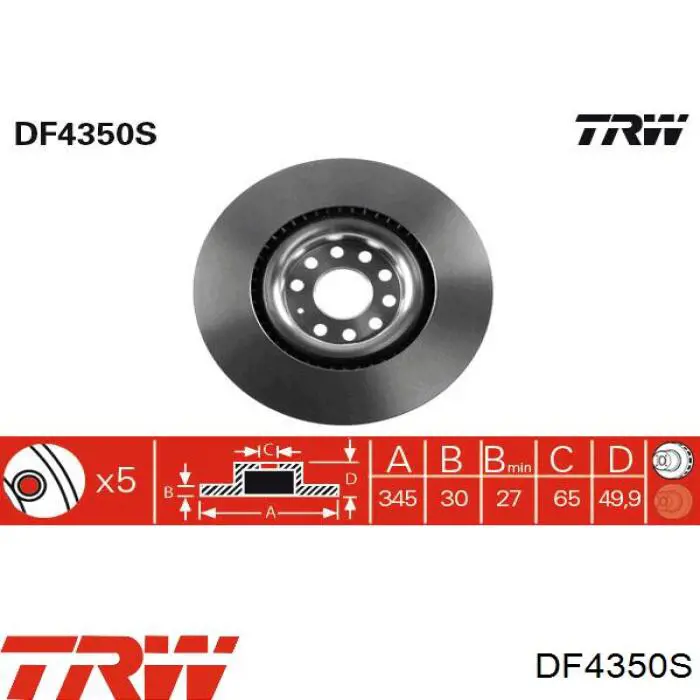 DF4350S TRW диск тормозной передний