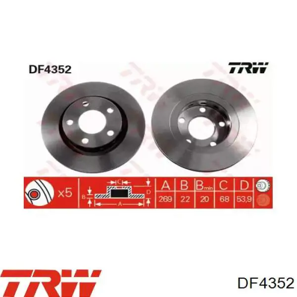 DF4352 TRW Дисковый тормоз