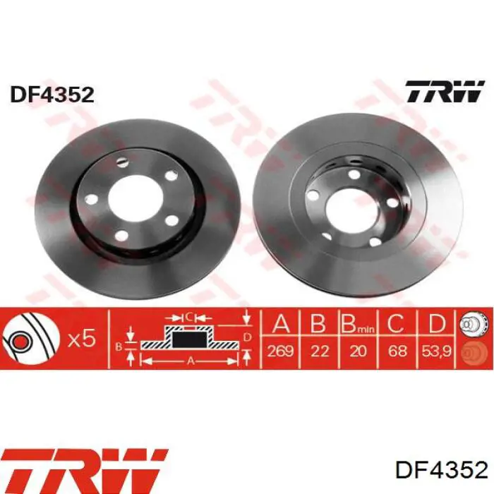 Купить DF4352 TRW Диск тормозной задний