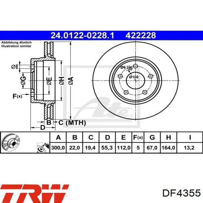 Тормозные диски DF4355 TRW