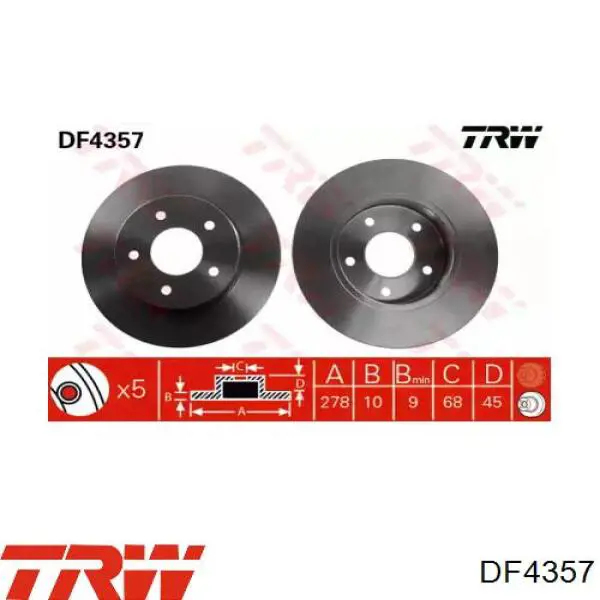 Тормозные диски DF4357 TRW