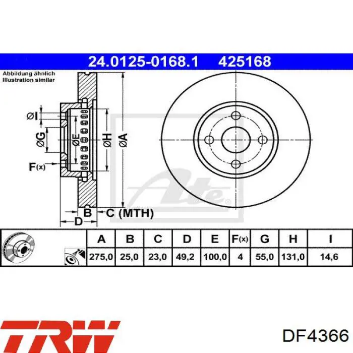 Купить DF4366 TRW Ротор тормозной