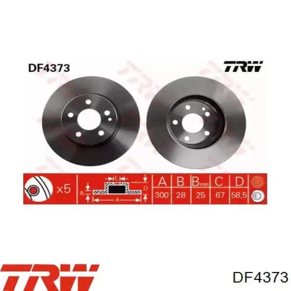Передний тормозной диск TRW DF4373
