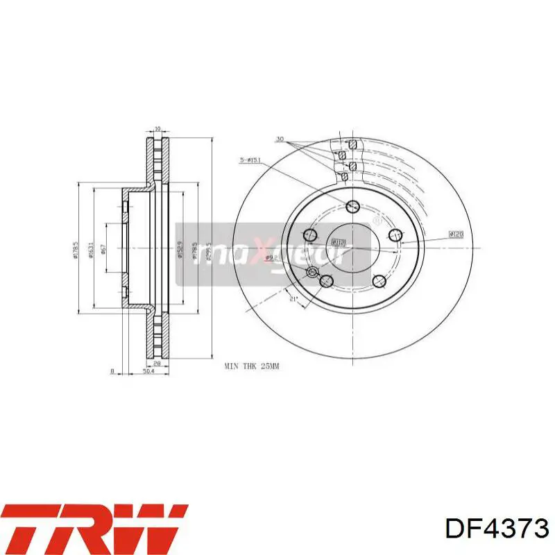 Передние тормозные диски DF4373 TRW