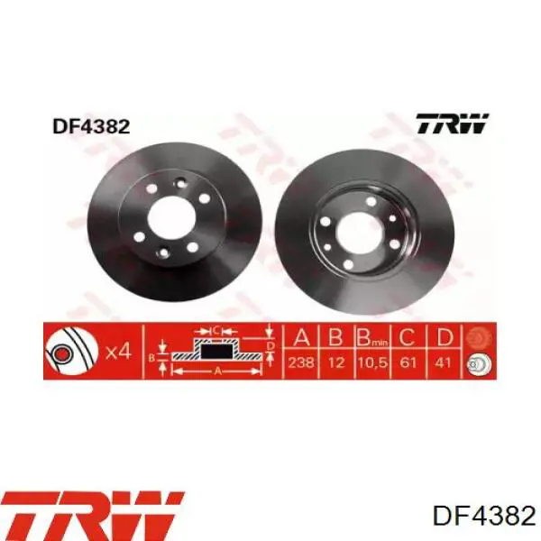 Купить DF4382 TRW Ротор тормозной