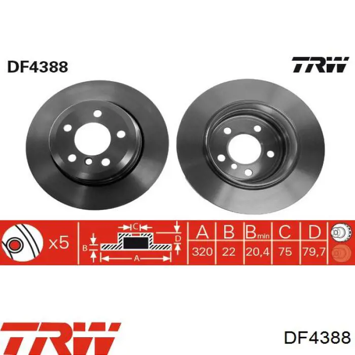 Купить DF4388 TRW Диск тормозной задний