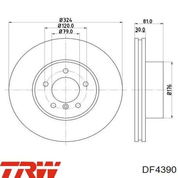 Тормоз дисковый передний TRW DF4390 цена, от 70.04 USD