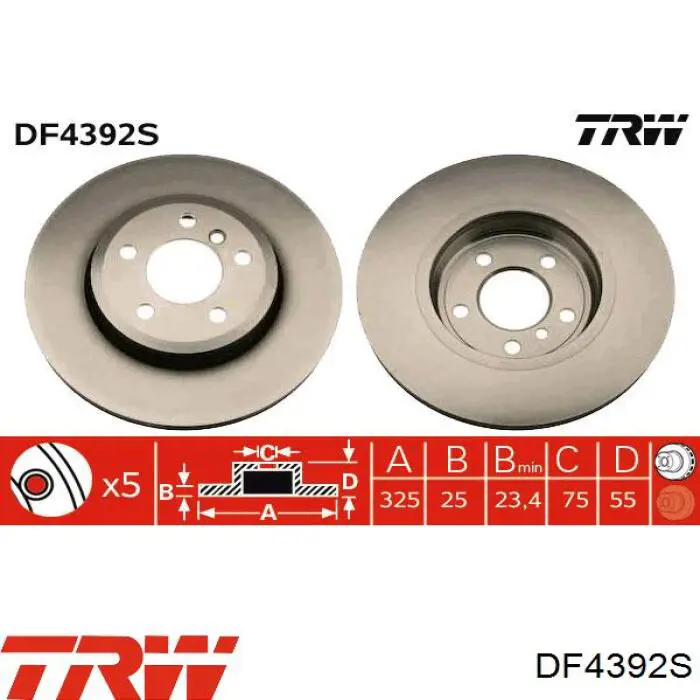 DF4392S TRW диск тормозной передний