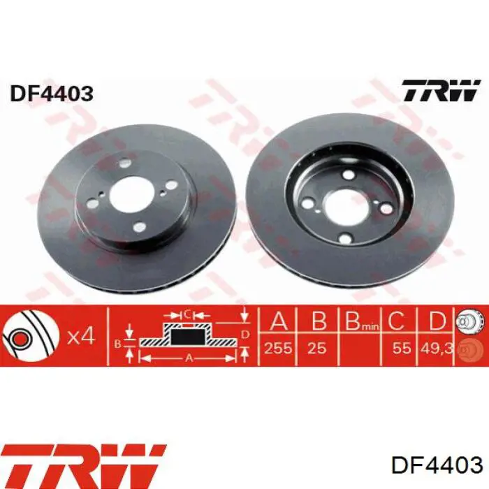 Передние тормозные диски DF4403 TRW