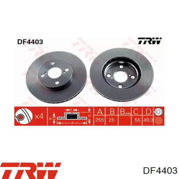 Передний тормозной диск TRW DF4403