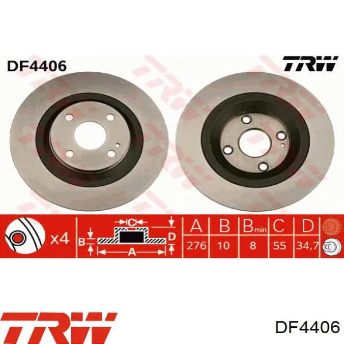 Тормозные диски DF4406 TRW