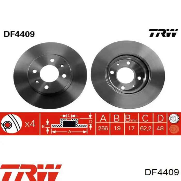 Передние тормозные диски DF4409 TRW