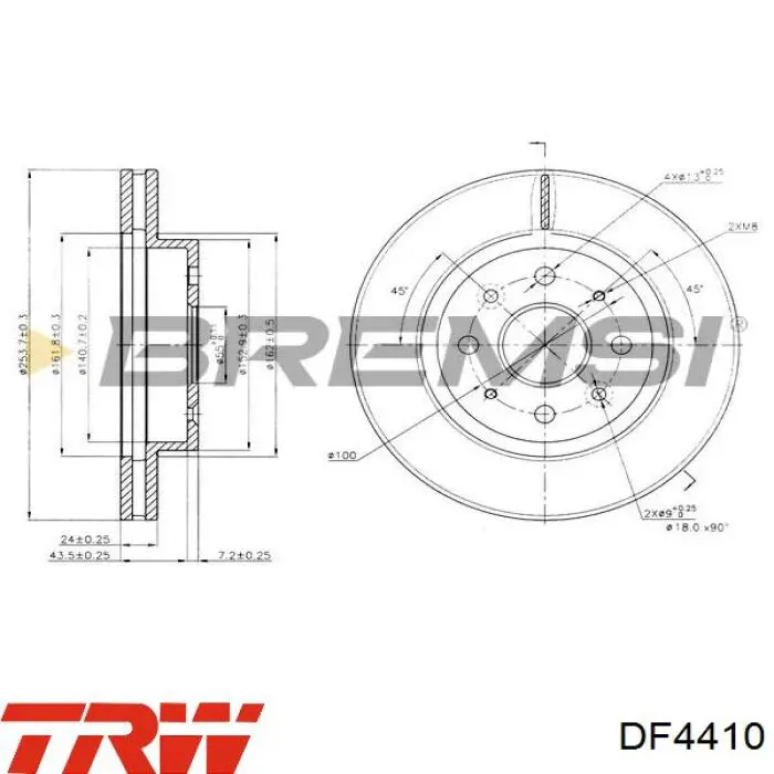 Передний тормозной диск TRW DF4410