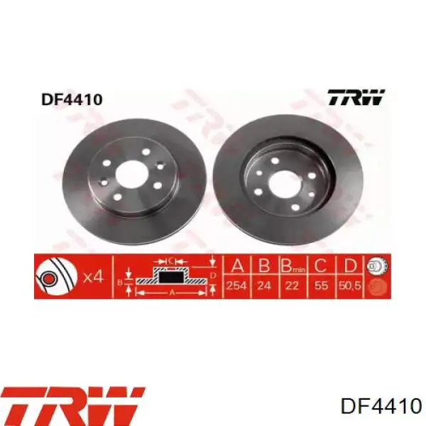 DF4410 TRW диск тормозной передний