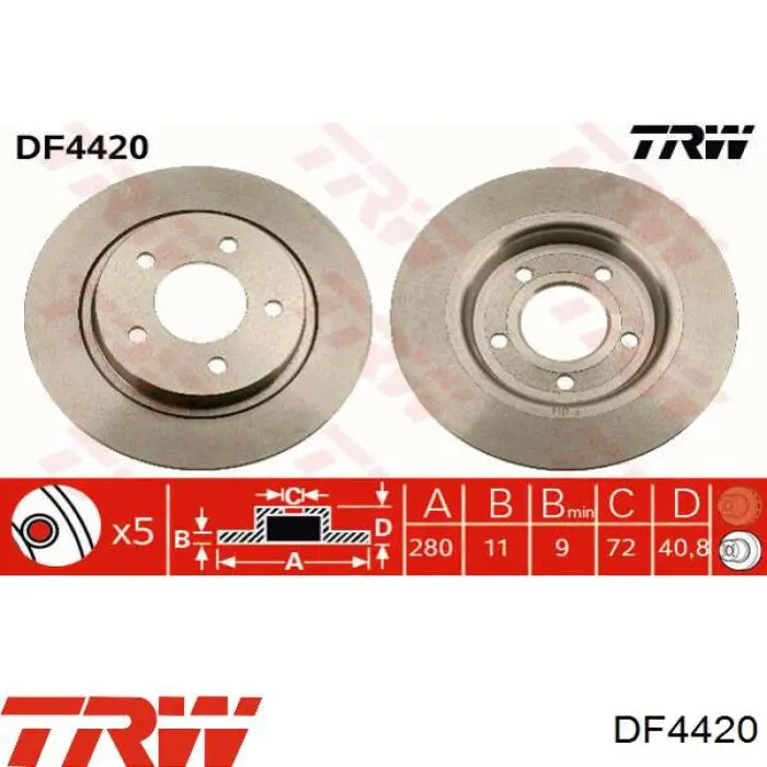 DF4420 TRW диск тормозной задний