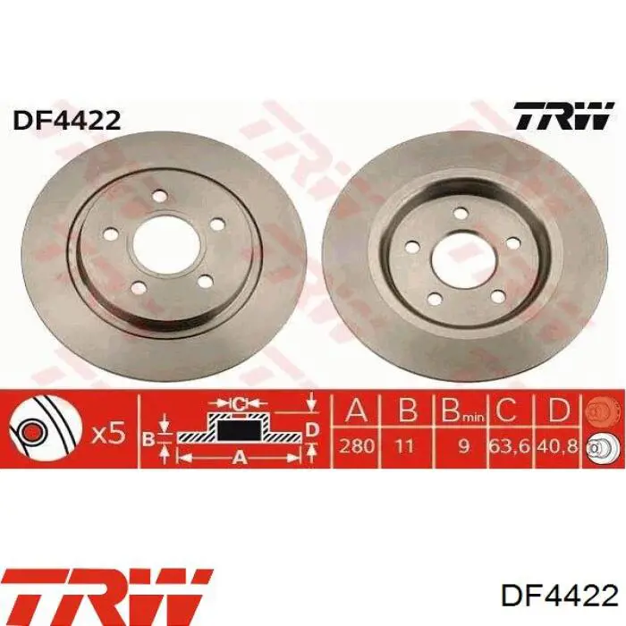 Тормозные диски DF4422 TRW