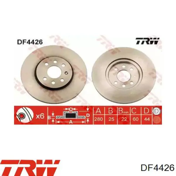 Передние тормозные диски DF4426 TRW