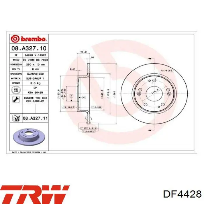 Задний тормозной диск TRW DF4428 цена, от 39.99 USD