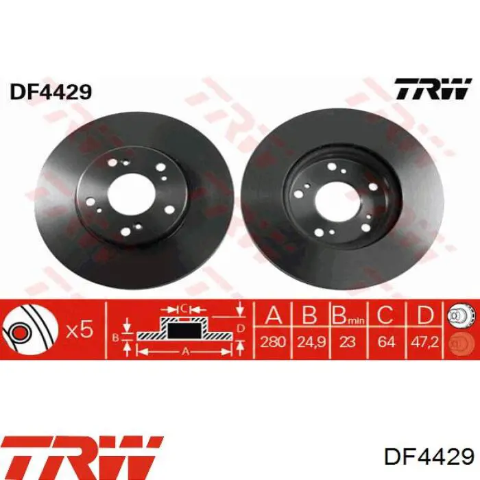 Передние тормозные диски DF4429 TRW