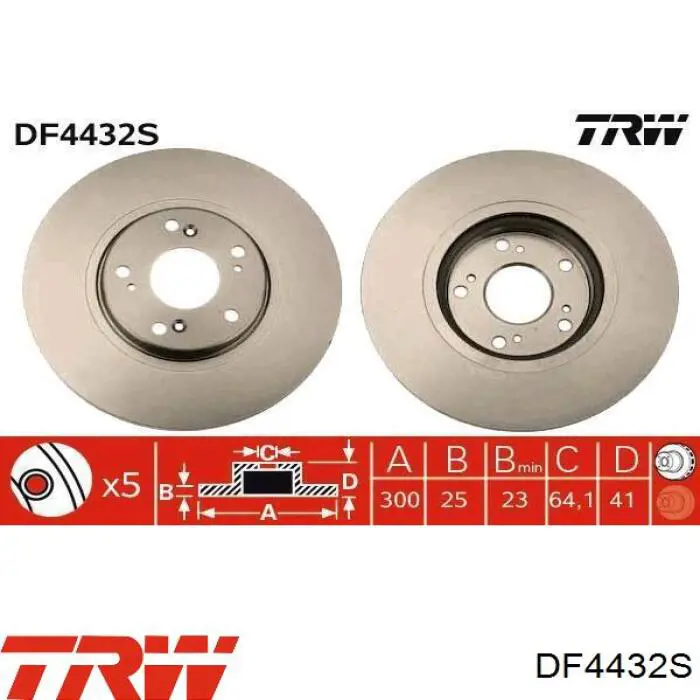 Тормоз дисковый передний TRW DF4432S цена, от 53.99 USD