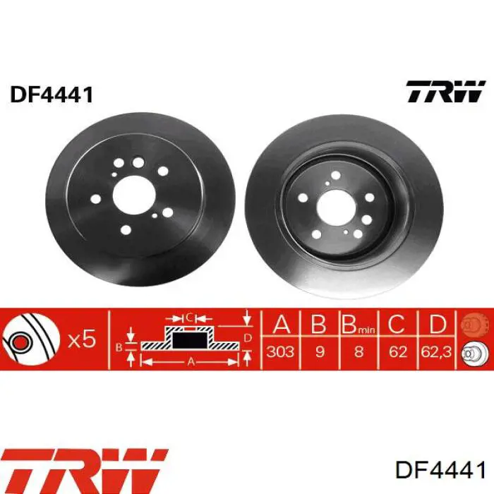 DF4441 TRW диск тормозной задний