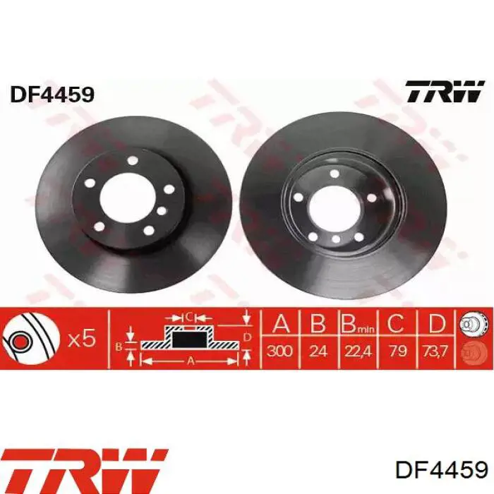 DF4459 TRW диск тормозной передний