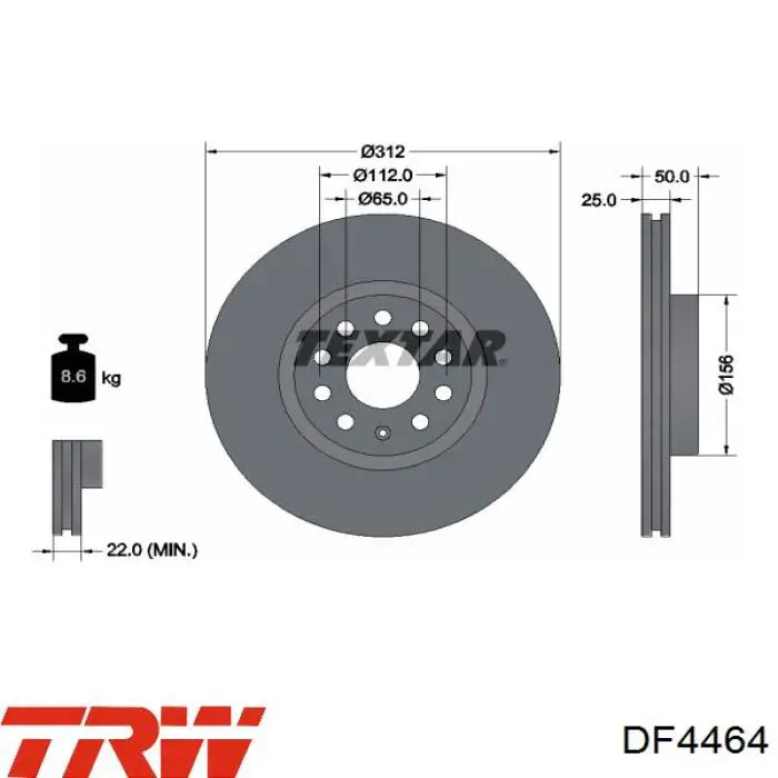 DF4464 TRW диск тормозной передний