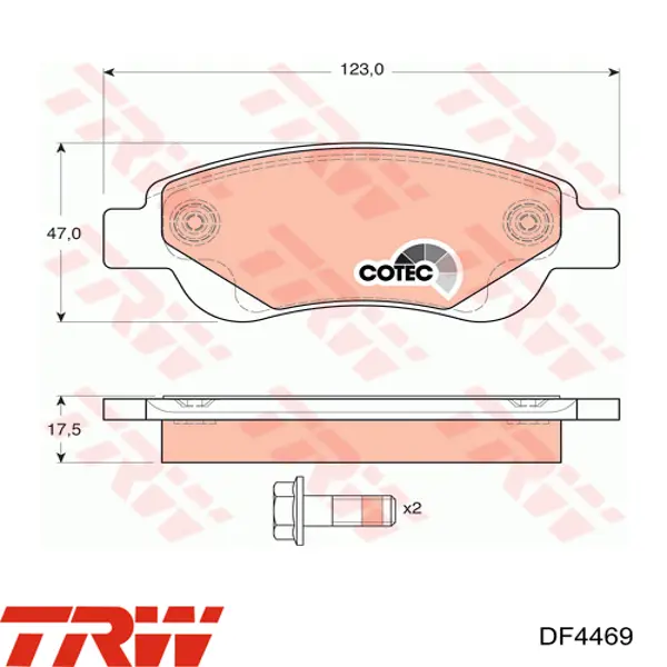Передние тормозные диски DF4469 TRW