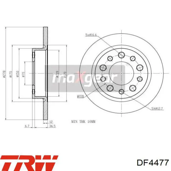 Задний дисковый тормоз TRW DF4477