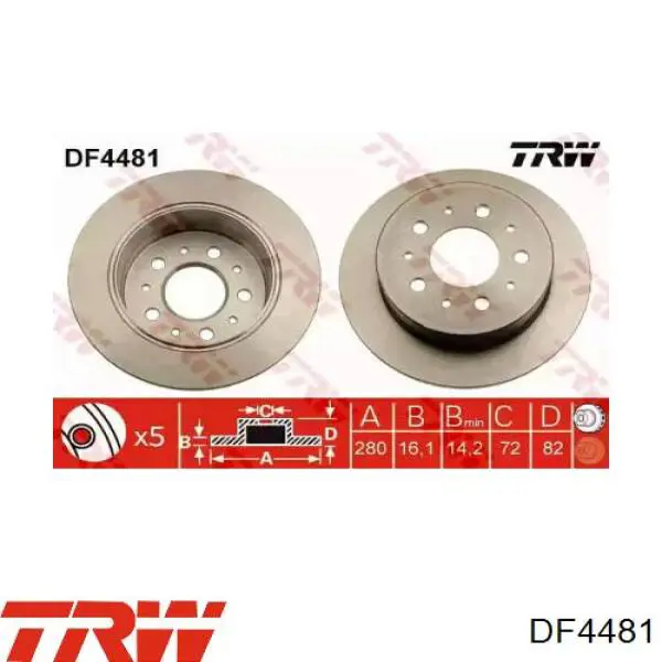 DF4481 TRW диск тормозной задний