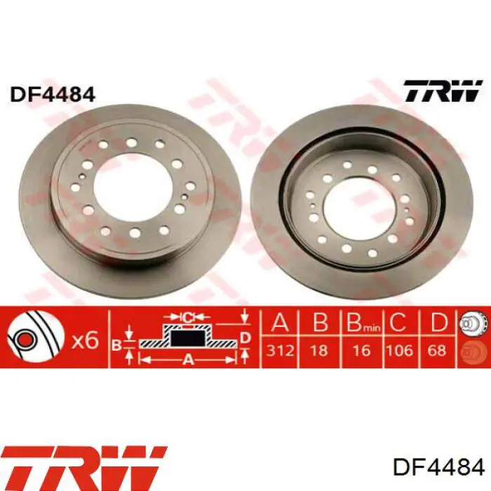 Задний тормозной диск TRW DF4484 цена, от 54.52 USD