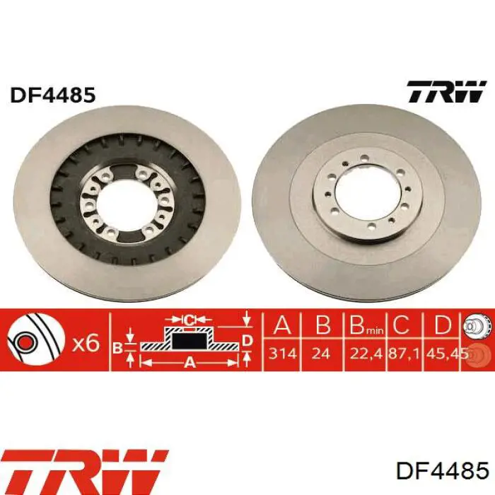 Передние тормозные диски DF4485 TRW