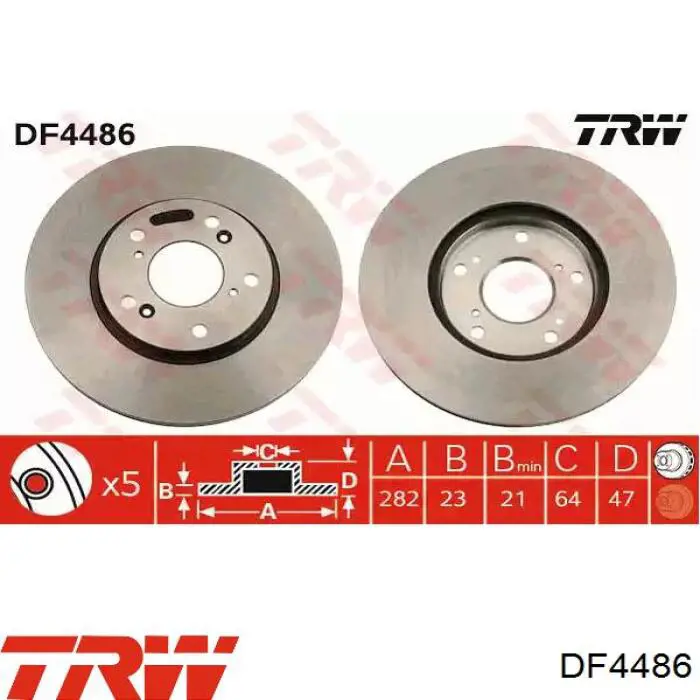 Передние тормозные диски DF4486 TRW