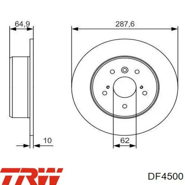 Задний дисковый тормоз TRW DF4500