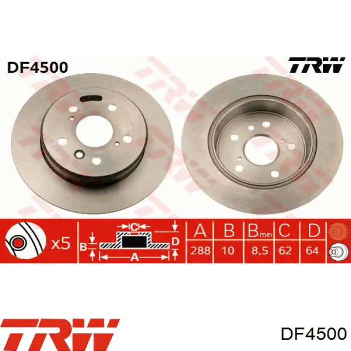 Диск гальмівний задній DF4500 TRW