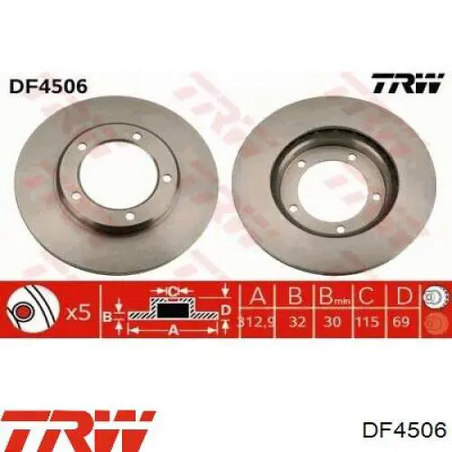 Передние тормозные диски DF4506 TRW
