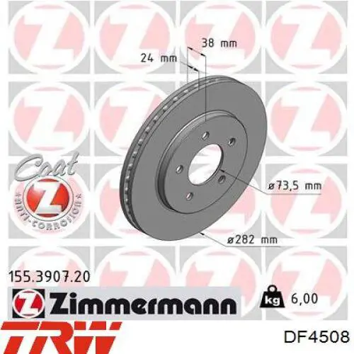 Передний тормозной диск TRW DF4508