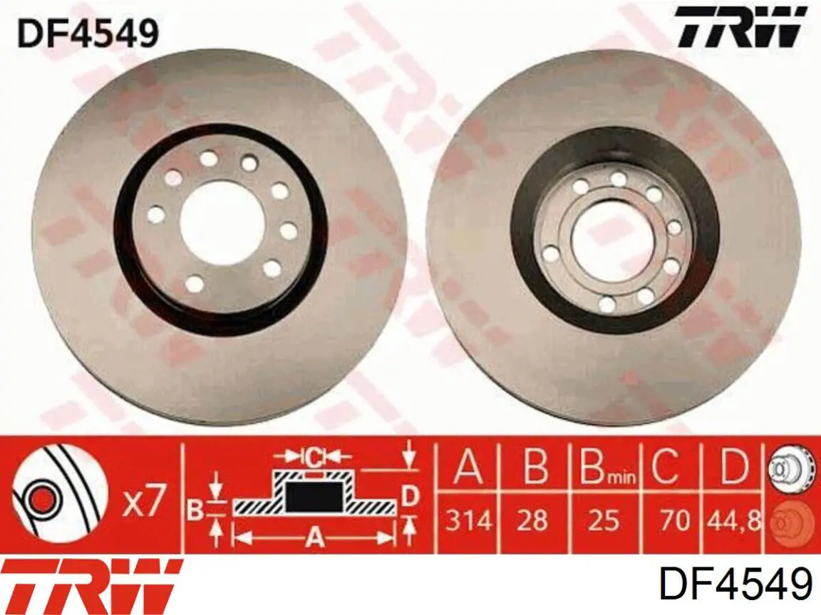 DF4549 TRW диск тормозной передний
