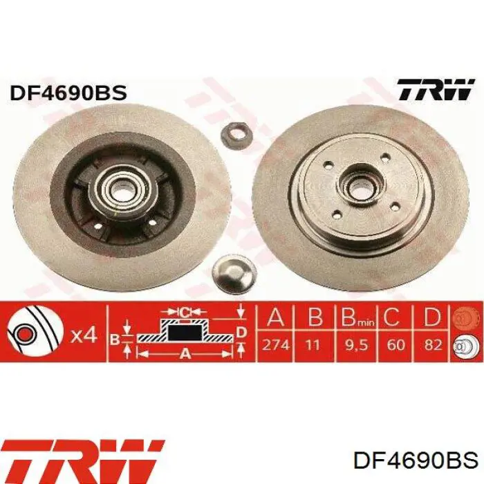 Тормозные диски DF4690BS TRW