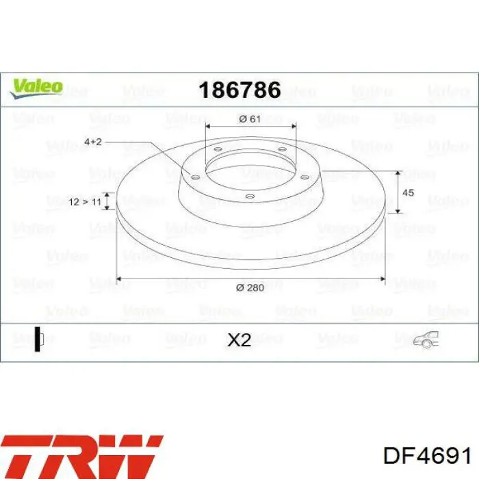 Купить DF4691 TRW Диск тормозной задний