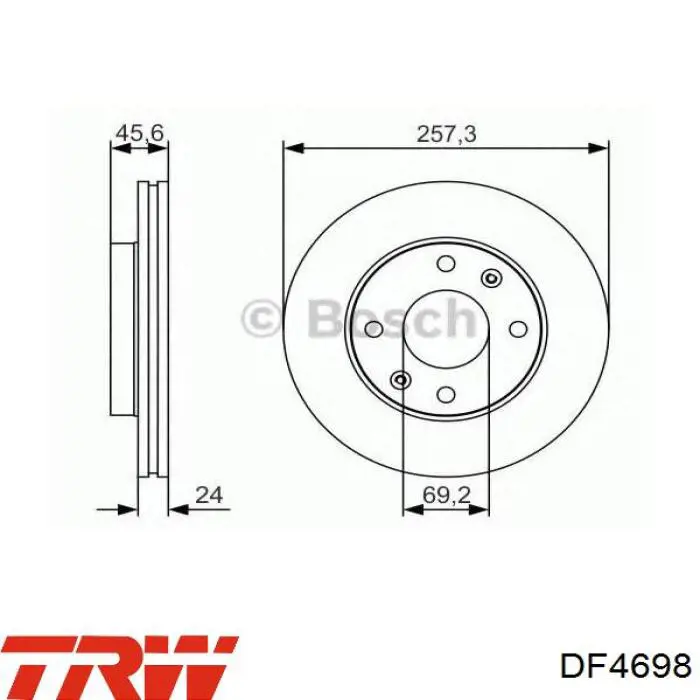 Передние тормозные диски DF4698 TRW