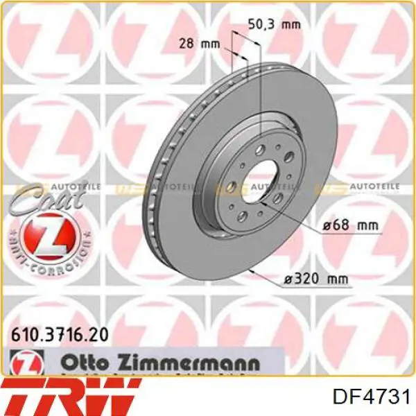 Передние тормозные диски B130626 Denckermann
